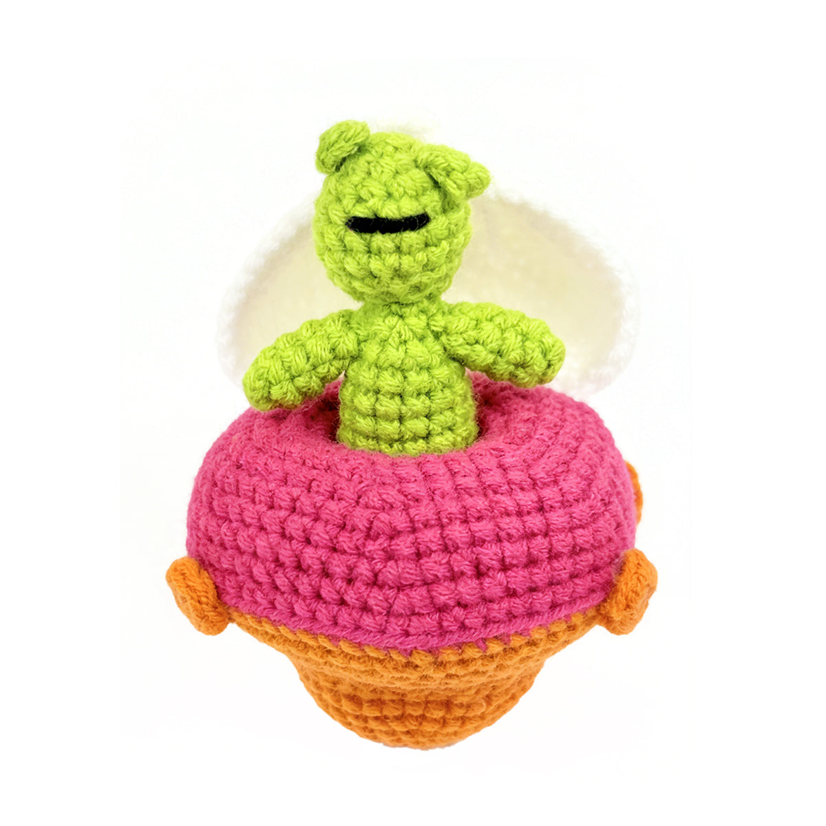Adorable Alien In UFO Plush �C Handmade Crochet Amigurumi